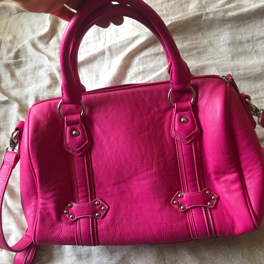 Bright Pink Leather Bag| Initials Inc